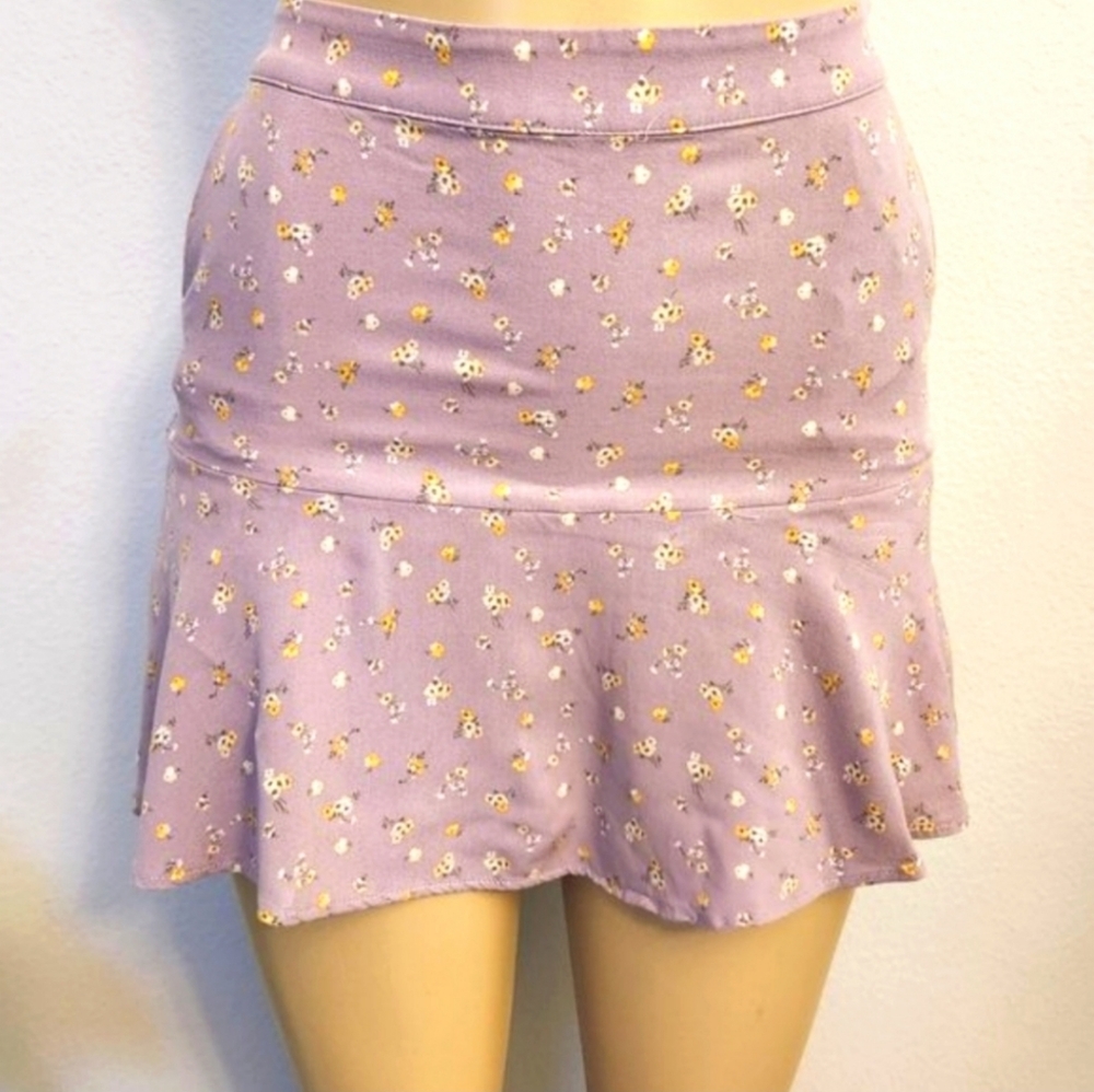 Hollister  Lavender Floral Mini Skirt